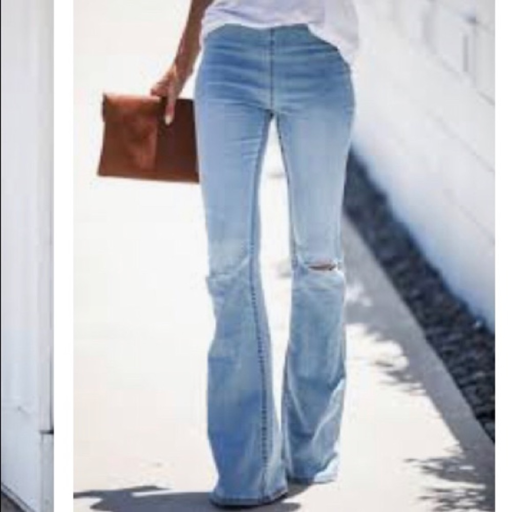 Vici Distressed Bell Bottom Road Trip Jeans